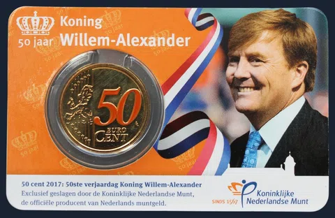 Nederland 50 cent 2017 Willem Alexander coincard