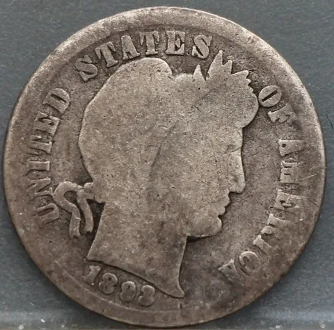 One Dime 1893 — Barber