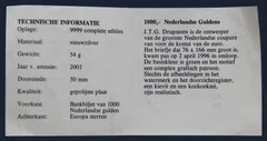 Penning 1000 gulden 2001 Afscheid van een munteenheid