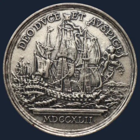 Penning  Herbouw VOC-schip 'De Amsterdam', 1987 - Zilver