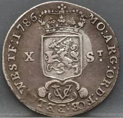 X Stuiver 1786 West-Friesland VOC — Zilver voorzijde, X Stuiver (halve gulden)