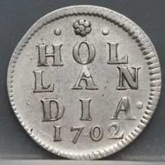Zilveren Afslag Duit 1702 — Holland voorzijde