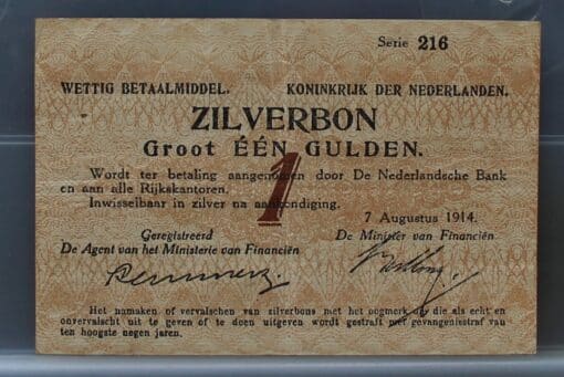 1 Gulden 1914 Zilverbon – NVMH 01-1C Zeldzaam