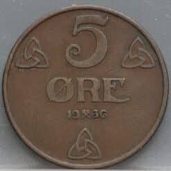 5 øre 1936 Noorwegen