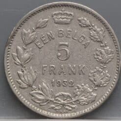 Alternative view of 5 Francs 1932 Belgie (NLD)