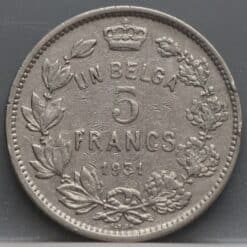 Alternative view of 5 Francs 1931 Belgie (FRA)