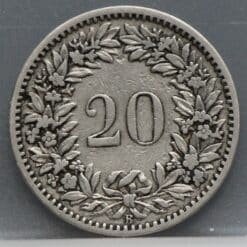 Alternative view of 20 Rappen 1883 Zwitserland