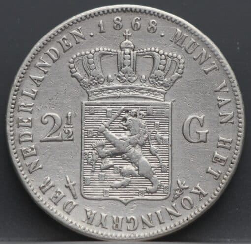 2 1/2 gulden 1868 - rijksdaalder 1868 Willem 3 - netjes! - Afbeelding 2