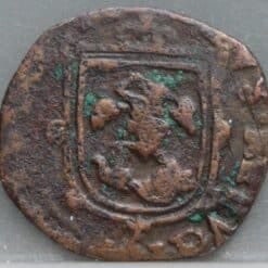 Alternative view of 1 Duit Zwolle 1639 - zeldzaam - variant met recht wapen!