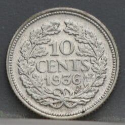 Alternative view of 10 Cent 1936 – dubbeltje 1936 Wilhelmina
