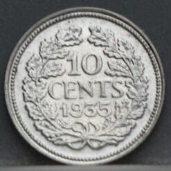 Alternative view of 10 Cent 1935 – dubbeltje 1935 Wilhelmina