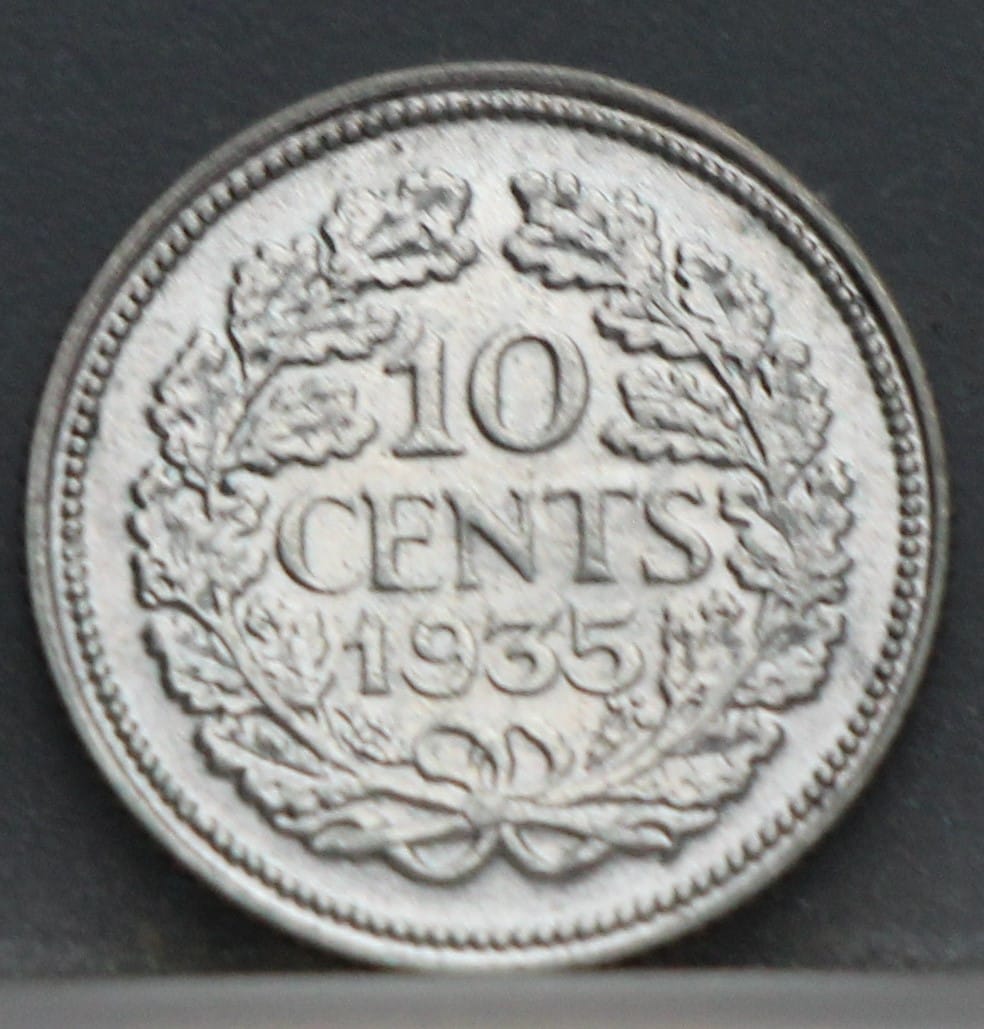 10 Cent 1935 – dubbeltje 1935 Wilhelmina - Afbeelding 2