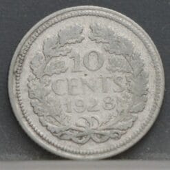 Alternative view of 10 Cent 1928 – dubbeltje 1928 Wilhelmina