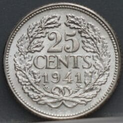 Alternative view of 25 cent 1941 – kwartje 1941 - zilver - mooi!