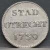 Duit Stad Utrecht 1739 ZILVER - mooi en schaars!