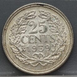 25 cent 1939 – kwartje 1939 Wilhelmina - netjes!